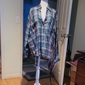 Preen By Thornton Bregazzi In An Original Print Design Plaid Button-Up Shirt